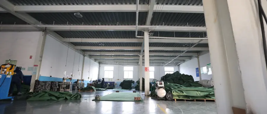 Jinxiang factory production floor with PVC tarpaulin lines