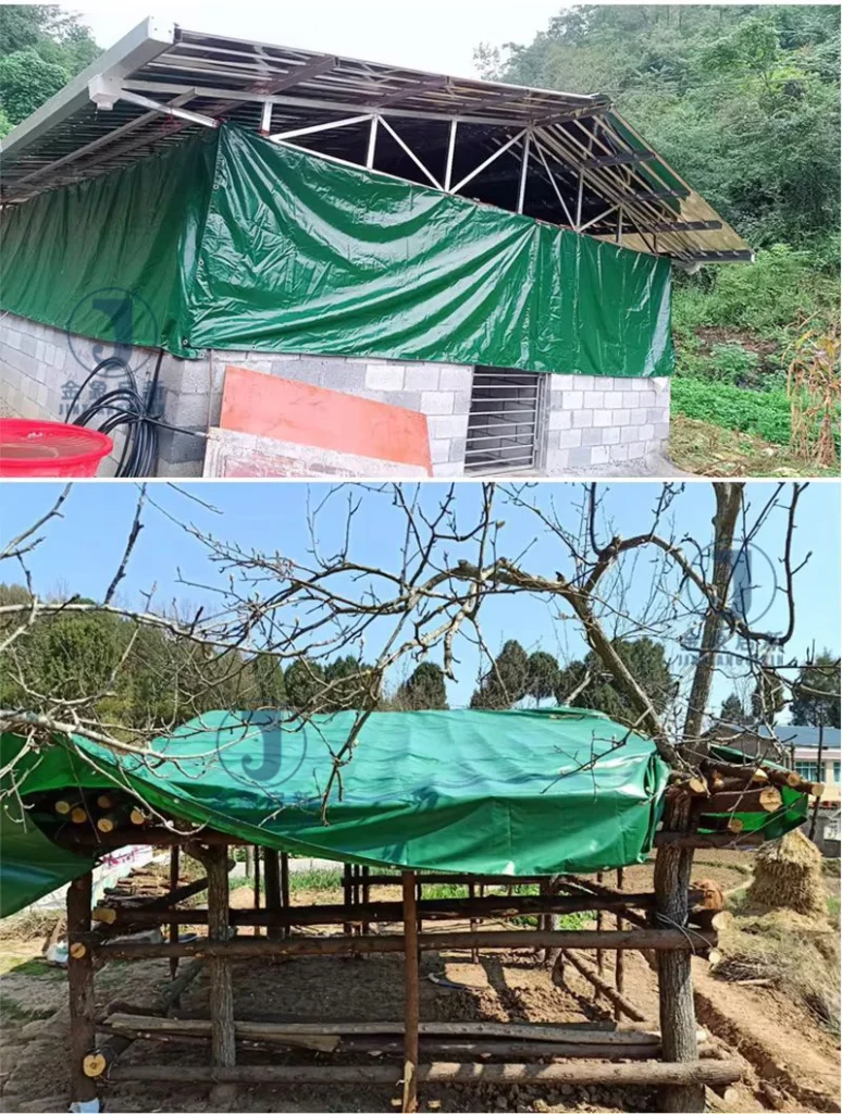 JX PVC Coated Tarpaulin/Cover for Farm Waterproof Warp Knitted Tent Pig Broiler Sheep Chicken Farm Plain Style