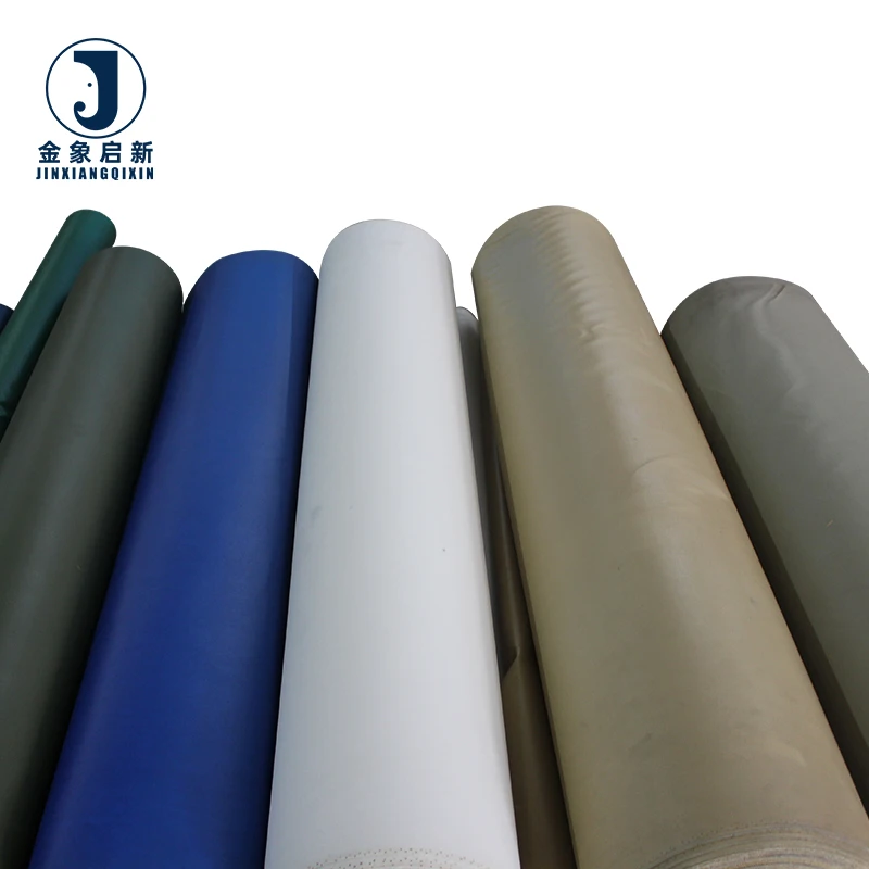 Waterproof Woven PVC Coated Medium Weight PVC Tarpaulin Fabric for Awning and Tents UV Resistant Plain Style 62/63 Width