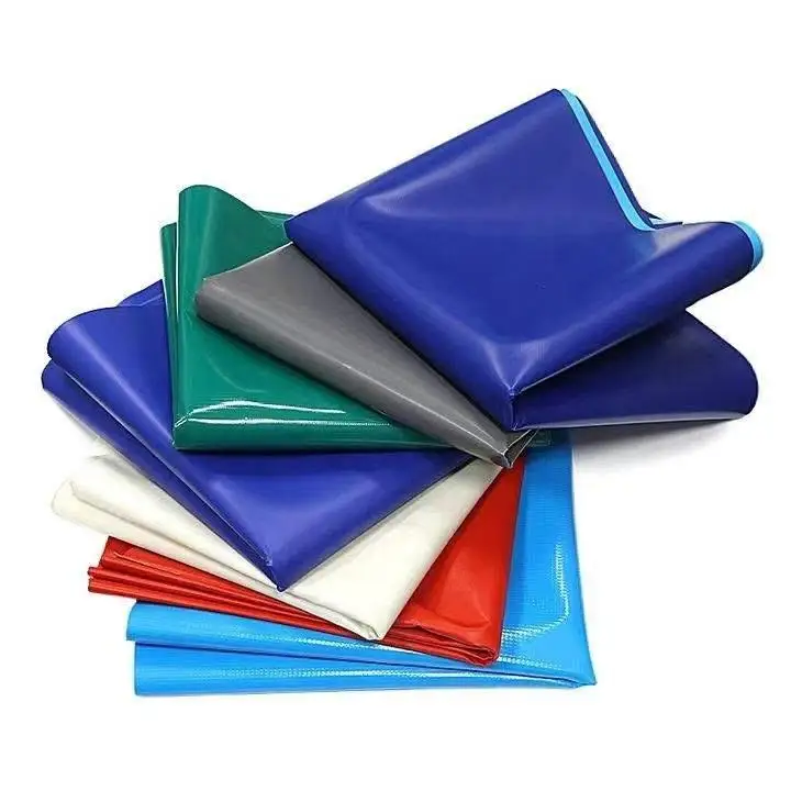 Blue PVC Knife Coated Tarpaulin Heavy Duty Waterproof Truck Cover Fabric Waterproof UV Resistant Industrial Tarpaulin