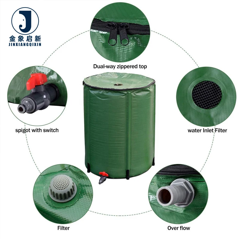 Foldable Waterproof PVC Rain Collecting Barrel Garden Use Rain Water Tank Collapsible Water Storage