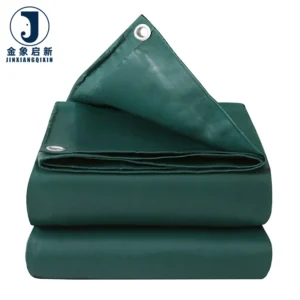 Secure Green PVC Coated Blackout Tarpaulin Truck Tent Cover Anti-Aging Waterproof Folding Design Breathable Woven Technics