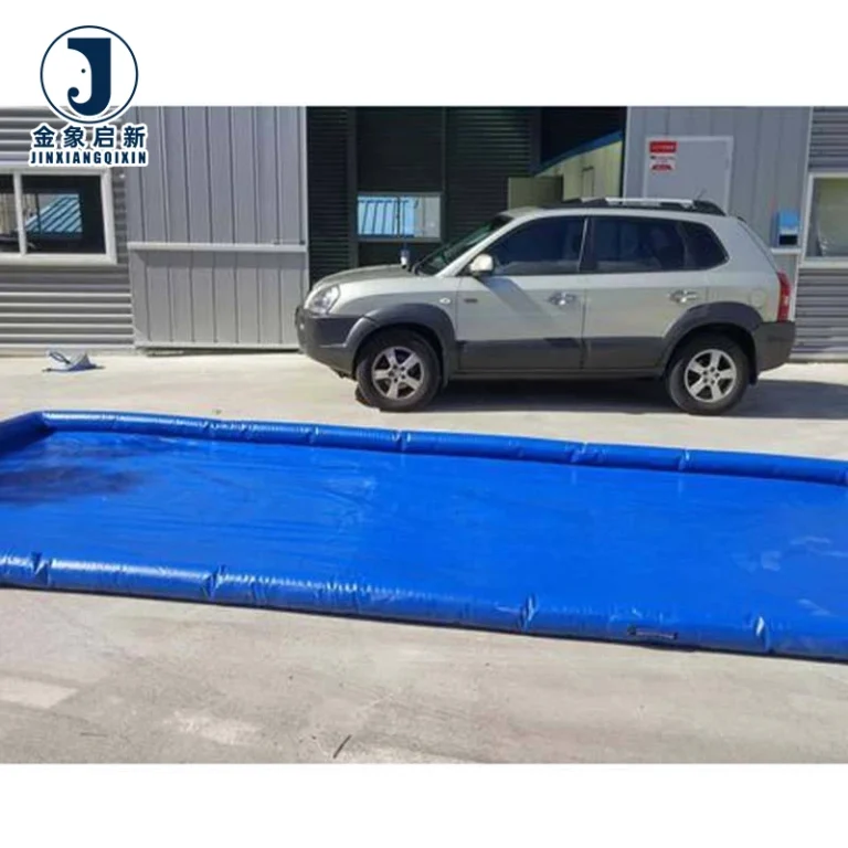 Inflatable Waterproof Eco-Friendly Plain Woven Warp Car Wash Containment Mat Water Collector UV Stabilized Lightweight PVC