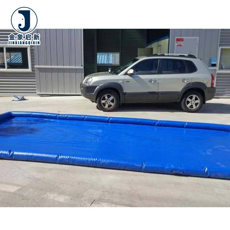 Inflatable Waterproof Eco-Friendly Plain Woven Warp Car Wash Containment Mat Water Collector UV Stabilized Lightweight PVC