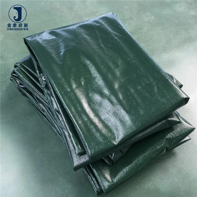 Secure Green PVC Coated Blackout Tarpaulin Truck Tent Cover Anti-Aging Waterproof Folding Design Breathable Woven Technics