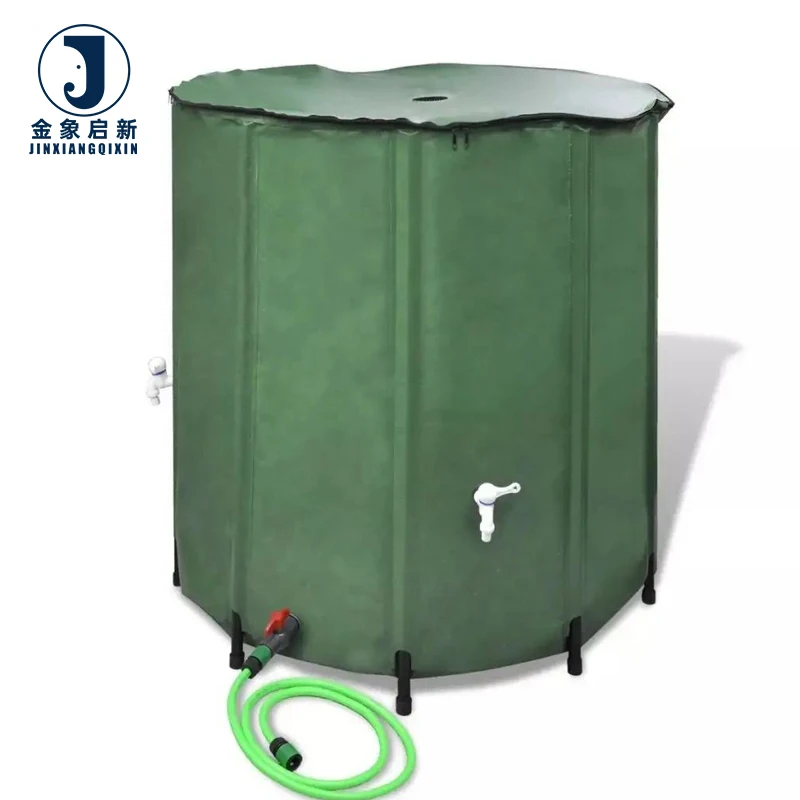 NST Green 50 Gallon Collapsible Rain Barrel Rainwater Collection System Portable Garden Water Storage Tank Water Catcher