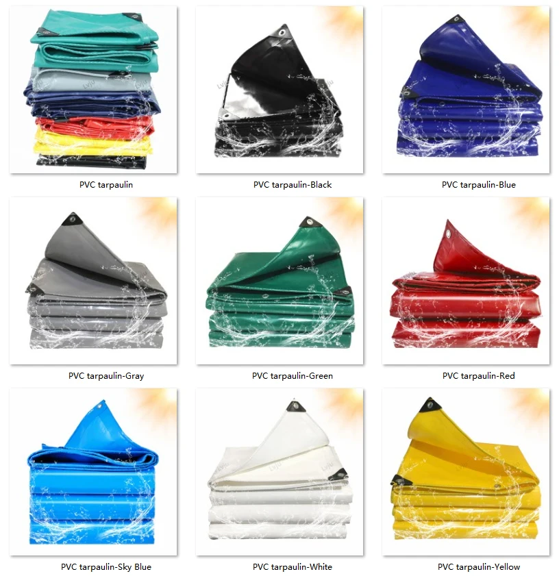 PVC Laminated Weft Knitted Double Coated Organic Breathable Blackout Heavy Duty Tarpaulin Fabric for Boys Outdoor Sun-Drying Use