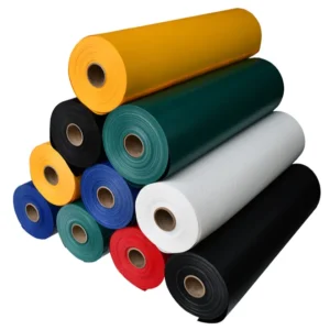 Waterproof Woven PVC Coated Medium Weight PVC Tarpaulin Fabric for Awning and Tents UV Resistant Plain Style 62/63 Width