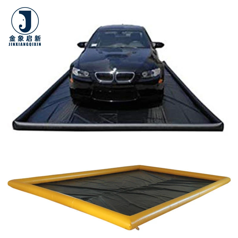 Inflatable Waterproof Eco-Friendly Plain Woven Warp Car Wash Containment Mat Water Collector UV Stabilized Lightweight PVC