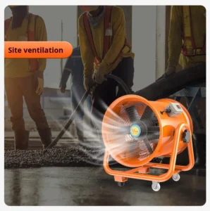 Portable 3000RPM Axial Flow Fan with Flexible Duct Hose for Industrial Exhaust Ventilation in Factories and Construction Sites