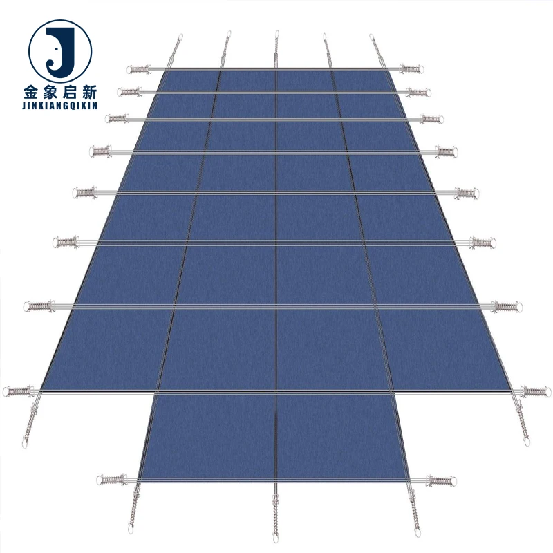 Rain Permeability Coated Organic Weft Plain Boys Blackout Blue Mesh Pool Safety Cover 18x36ft Rectangular Inground 4x8ft Center