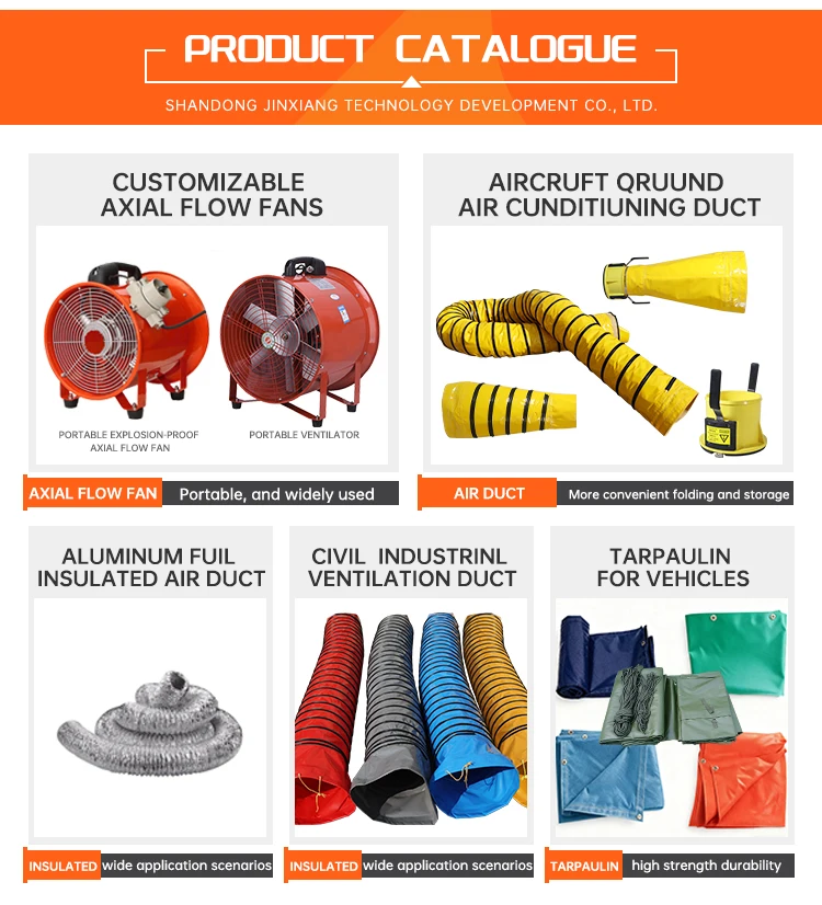 Portable 3000RPM Axial Flow Fan with Flexible Duct Hose for Industrial Exhaust Ventilation in Factories and Construction Sites