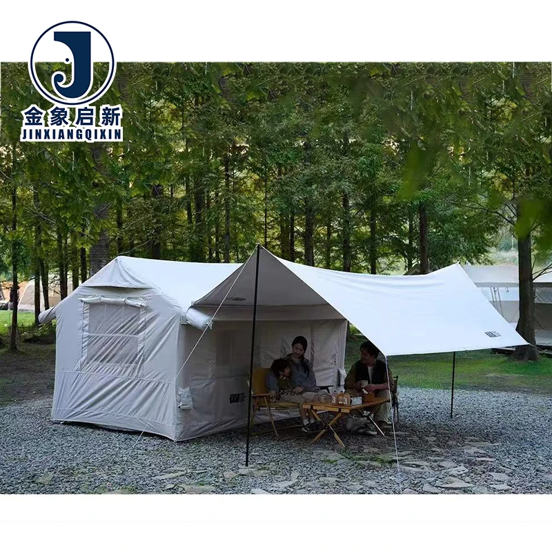 Portable Inflatable Camping Tent Waterproof UV Protection Family Outdoor Air Tent for 4-6 Person Beach Camping Trip