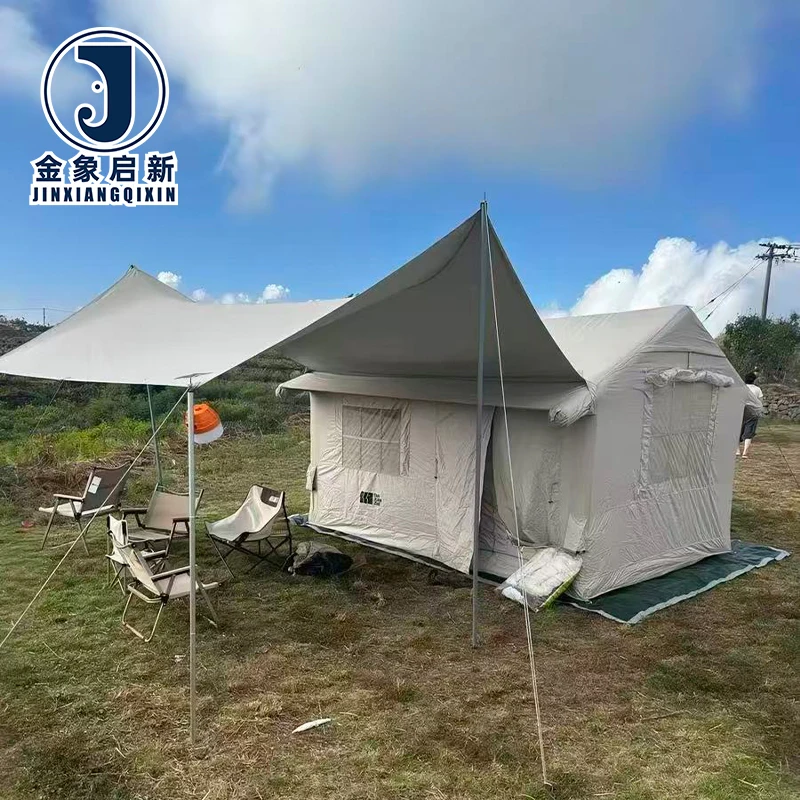 Waterproof Inflatable Family Camping Tent Large Outdoor Portable Air Tent With Cabin Design for 4-6 Person Summer Trip