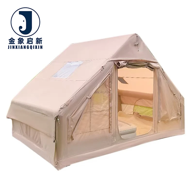 Heavy Duty Inflatable Tent For Camping Waterproof 4 Season Family Outdoor Portable Large Air Tent For 8-10 Person Group