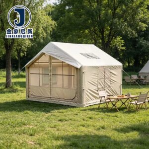 Portable Inflatable Camping Tent Waterproof UV Protection Family Outdoor Air Tent for 4-6 Person Beach Camping Trip