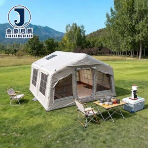Luxury Custom Waterproof PVC Windproof Large Family Inflatable Tent for 4 Season Outdoor Camp Glamping
