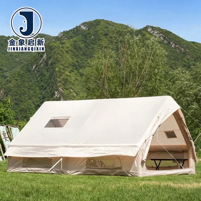 Large Inflatable Camping Tent Waterproof Family Outdoor Portable Air Tent With Air Pump for 8-10 Person Group Camping