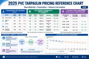 2025 PVC tarpaulin pricing reference chart showing raw material, parameter and volume correlation