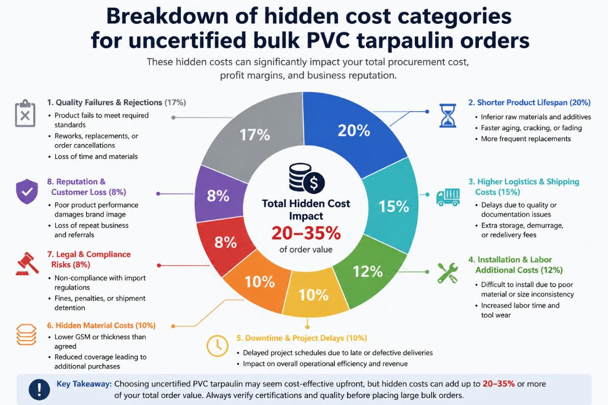 Breakdown of hidden cost categories for uncertified bulk PVC tarpaulin orders