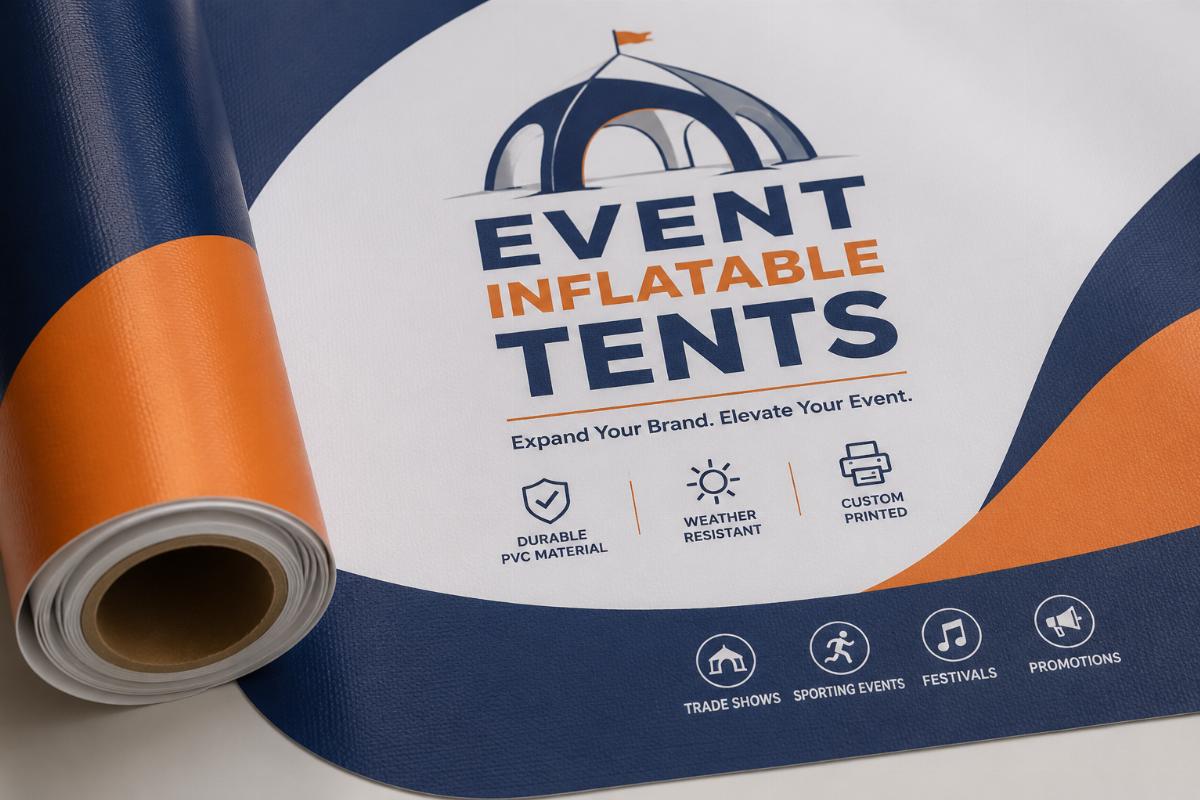 Custom printed matte PVC tarpaulin used for event inflatable tents