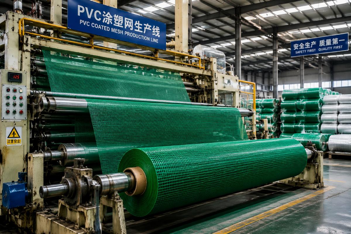 Factory production line rolling PVC coated mesh material for scaffold netting