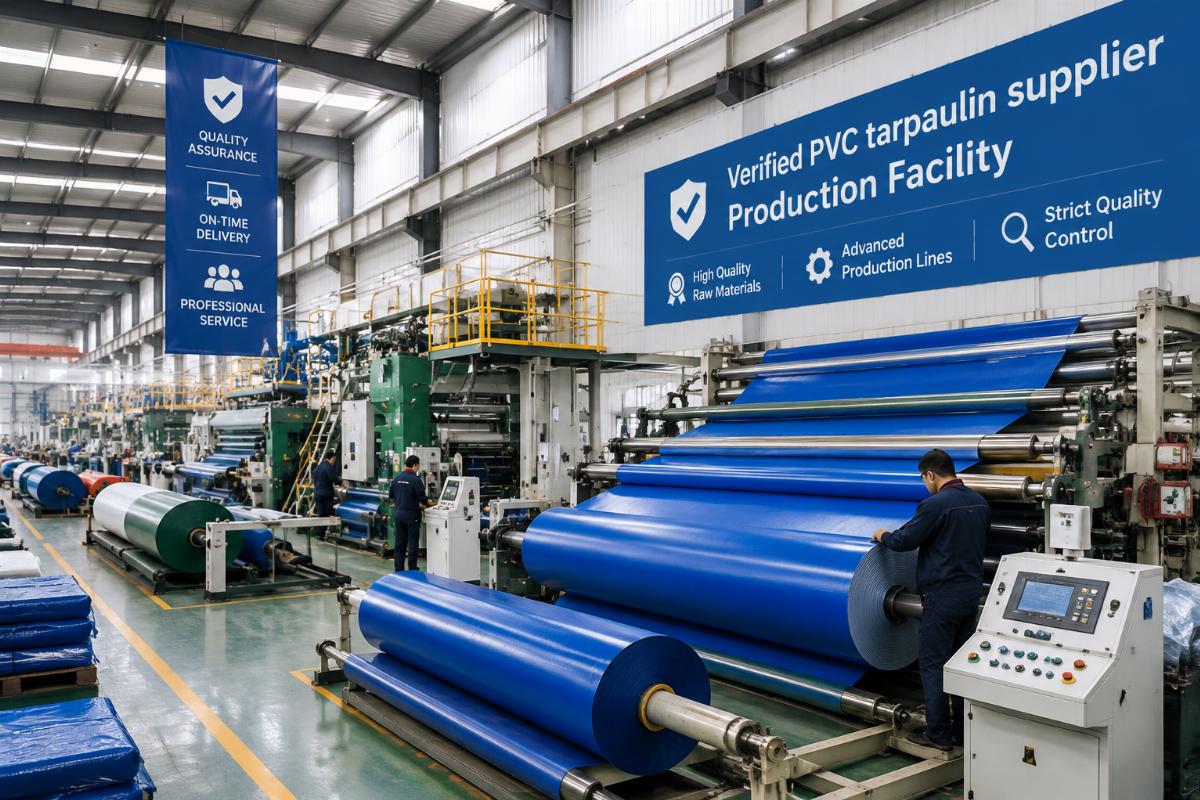 Verified PVC tarpaulin supplier production facility